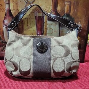 Coach Brown Leather Trim Shoulder Bag